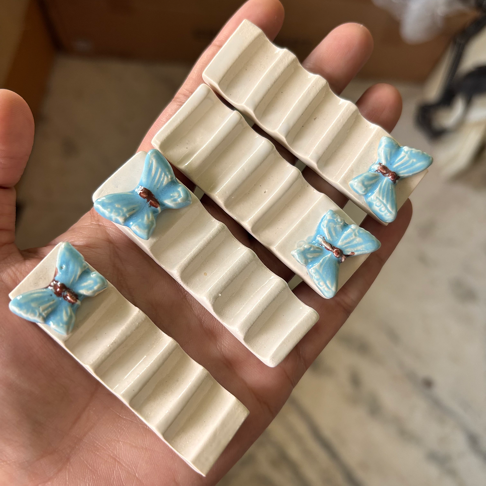 Thumbnail: Butterfly ceramic brush rest , ceramic brushholder , artist gift