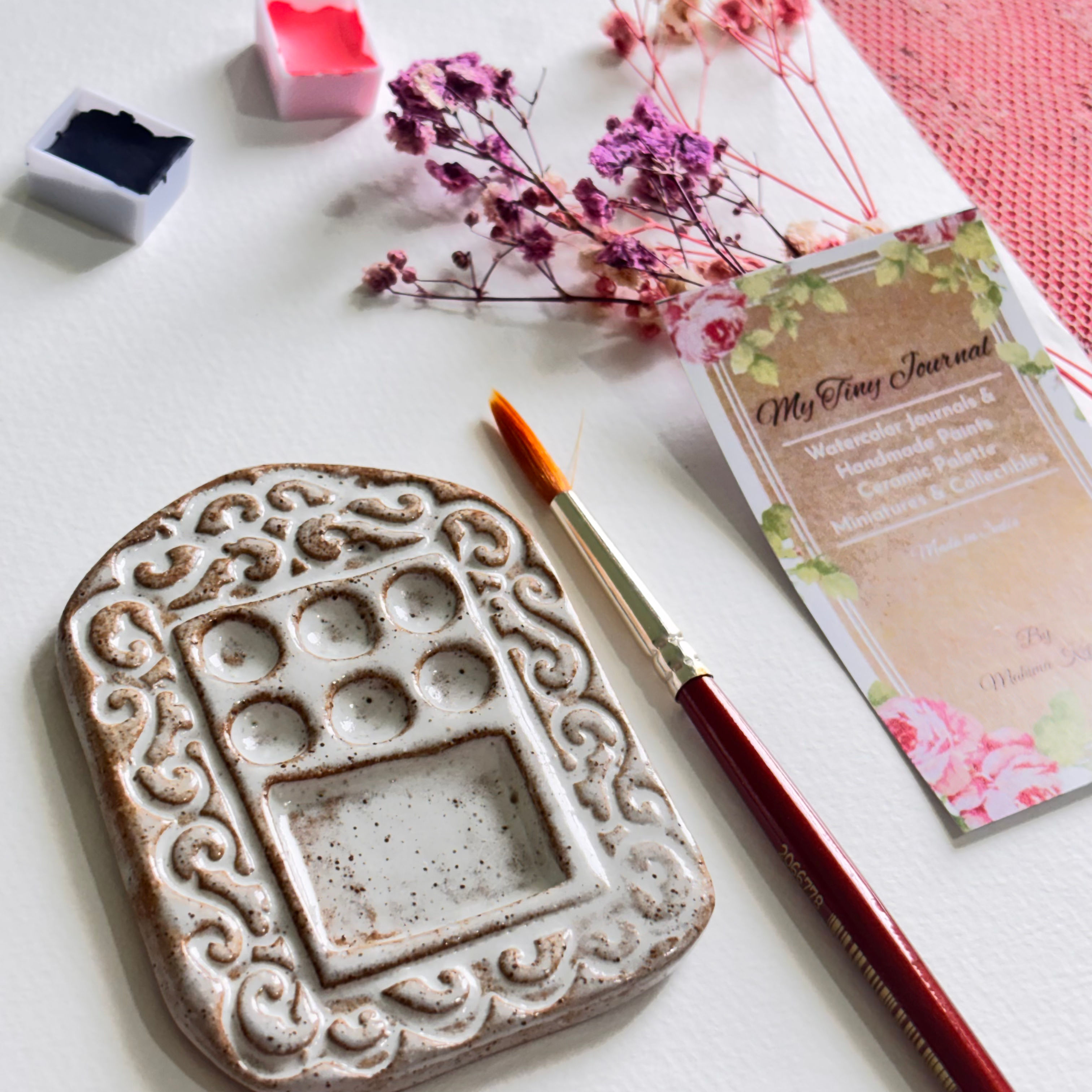 Rustic wells speckled ceramic watercolour palette add