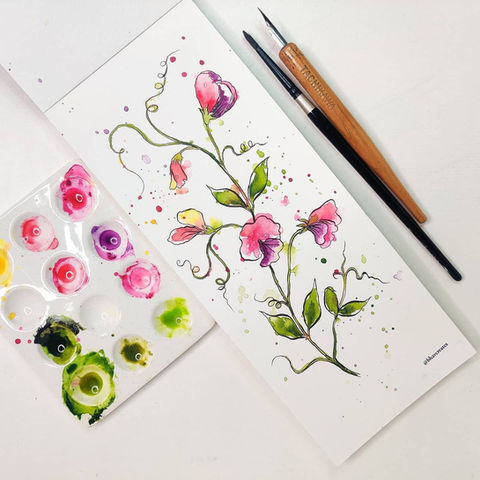 bhavcreates
October Day 2- Floral Inktober 2021- Prompt - SWEET PEA FLOWERS.