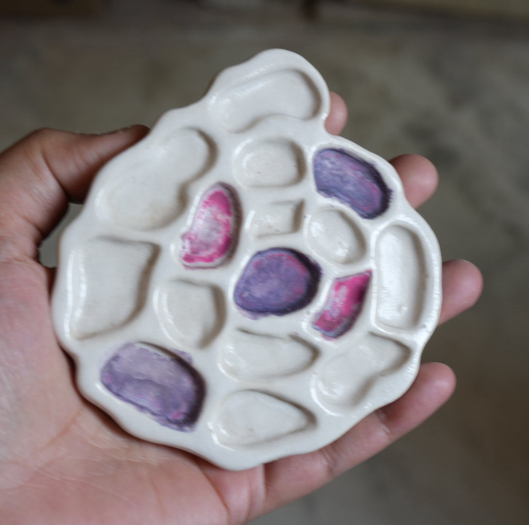 Handmade swirly ceramic palette