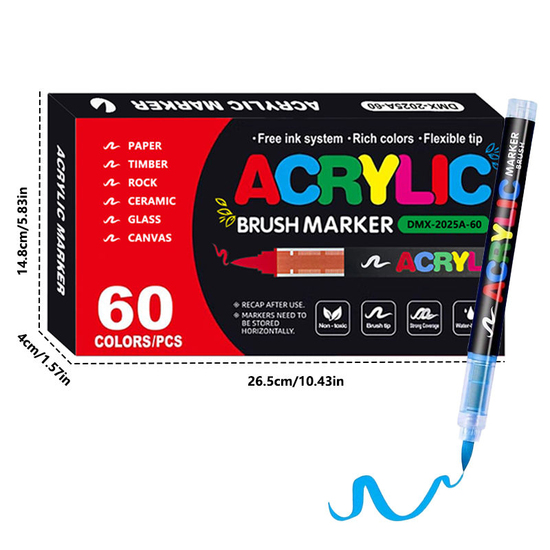 Thumbnail: Acrylic  Markers Brush Tip Paint Marker 12-72 Colors Acrylic Paint Pen for Rock 