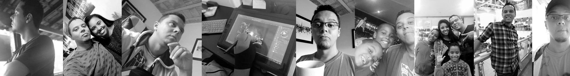 Fotos de Glaubinho Silva em vários momentos no trabalho, com a família, etc.