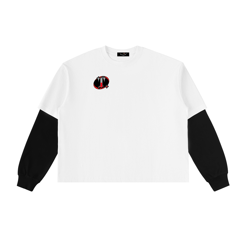 Layered Contrast Sleeve Cotton T-Shirt