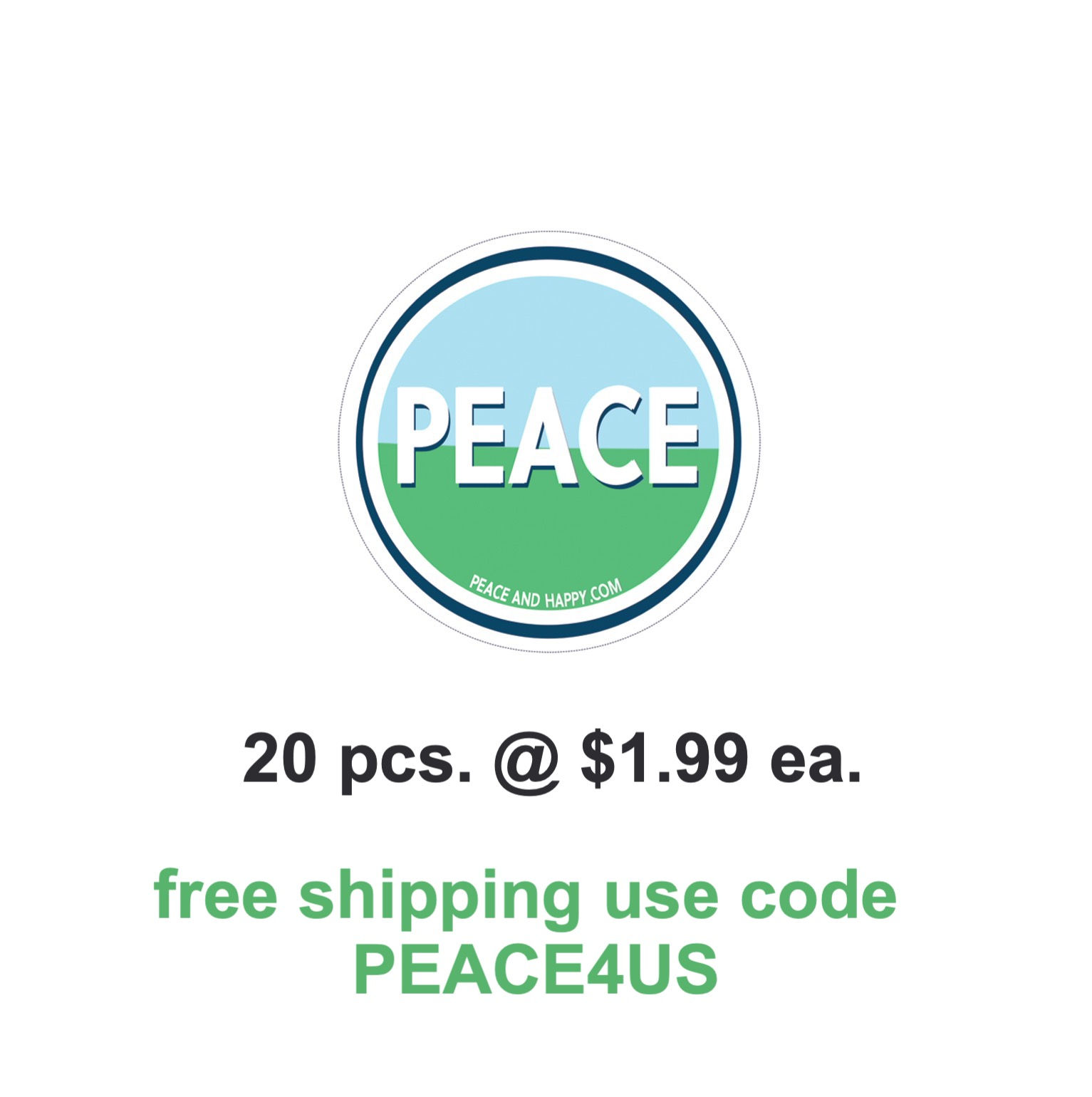 PEACE  Decal - Circle - Pack of 20