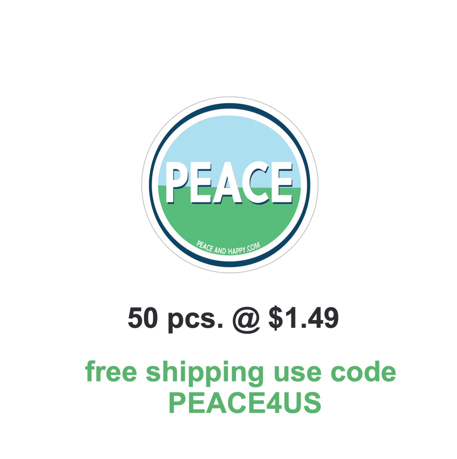 PEACE  Decal - Circle - Pack of 50