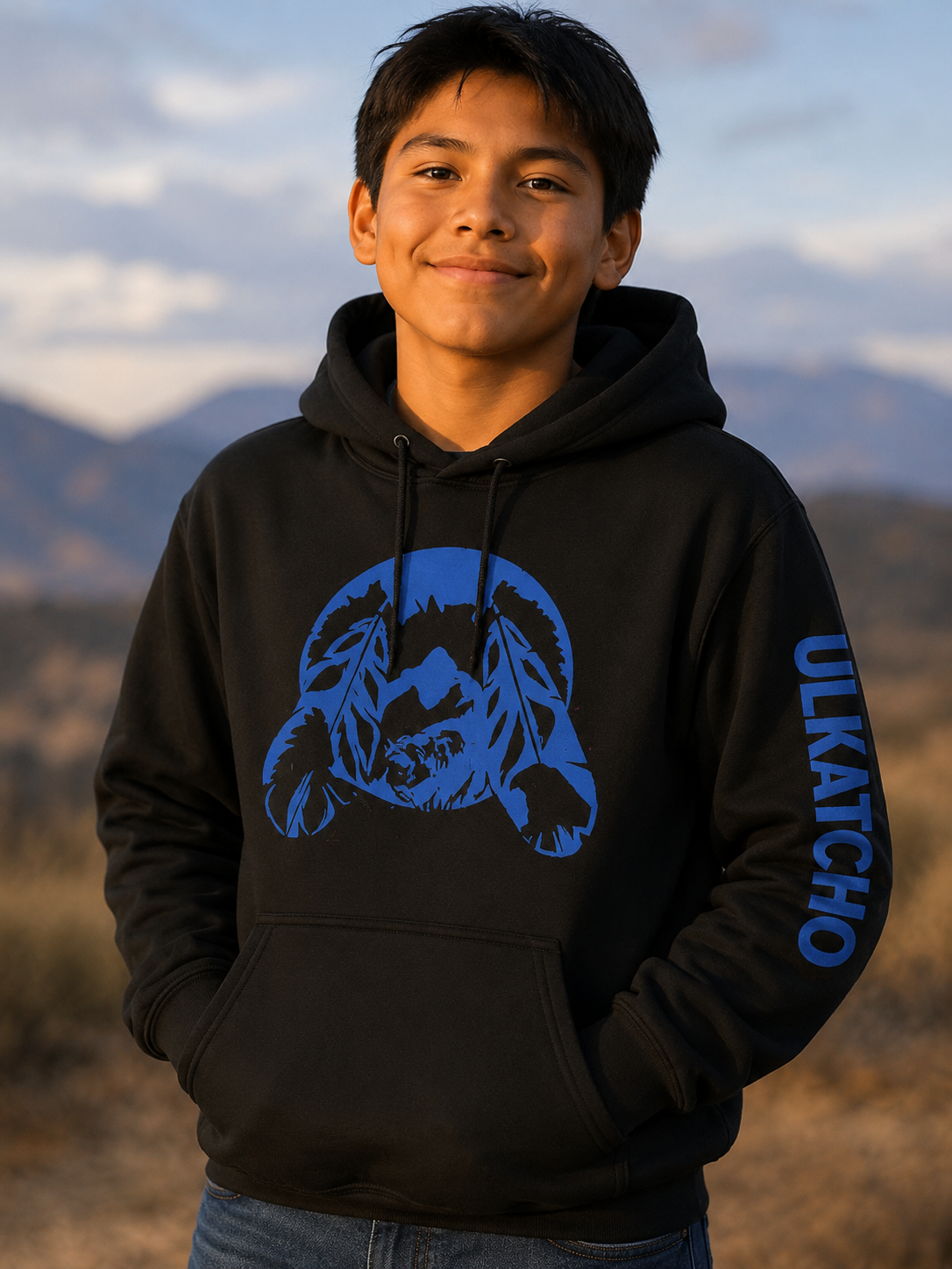 Ulkatcho Crest Blue Silhouette Hoodie