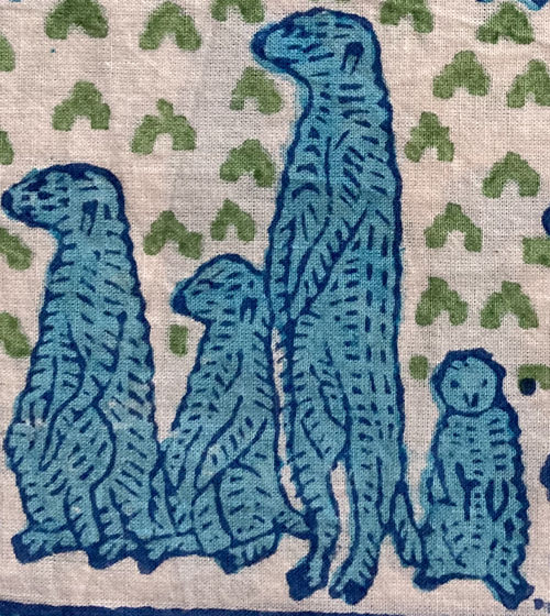サムネイル： インダスバレー　バンダナ「ミーアキャット」hand block print bandana”meetkat"