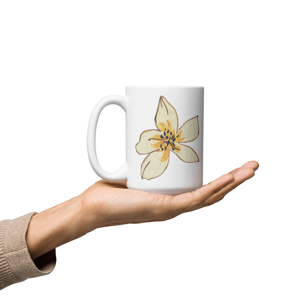 Thumbnail: White glossy mug with watercolor flower
