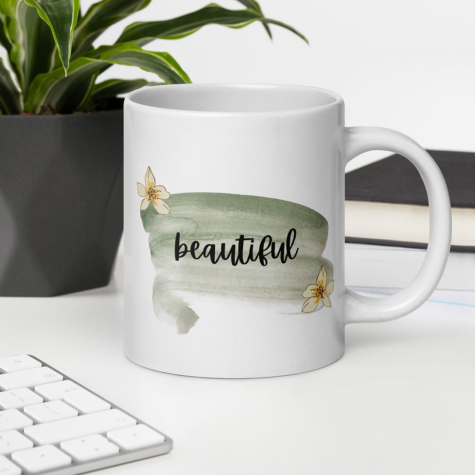 Thumbnail: "Beautiful" white glossy mug