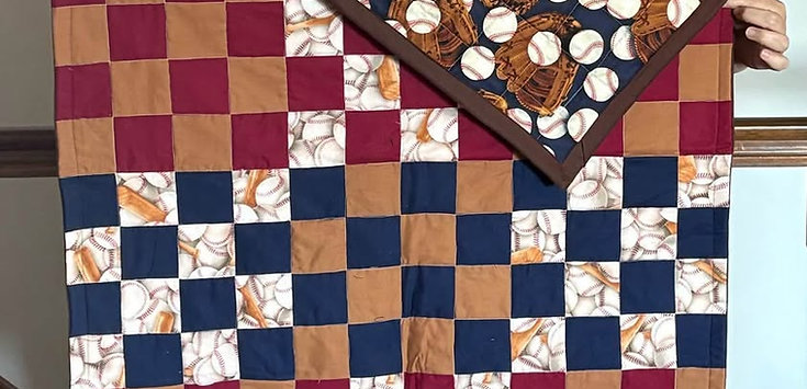 Baseball Themed Baby Quilt (with matching accessories)