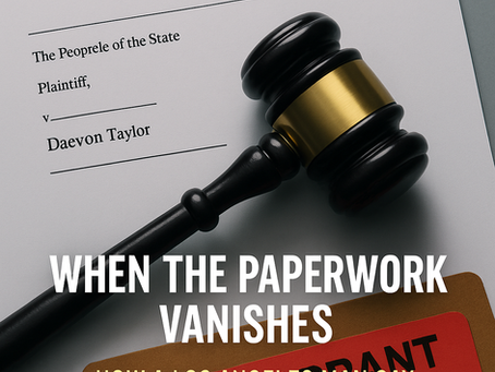 Image of gavel on a court filing