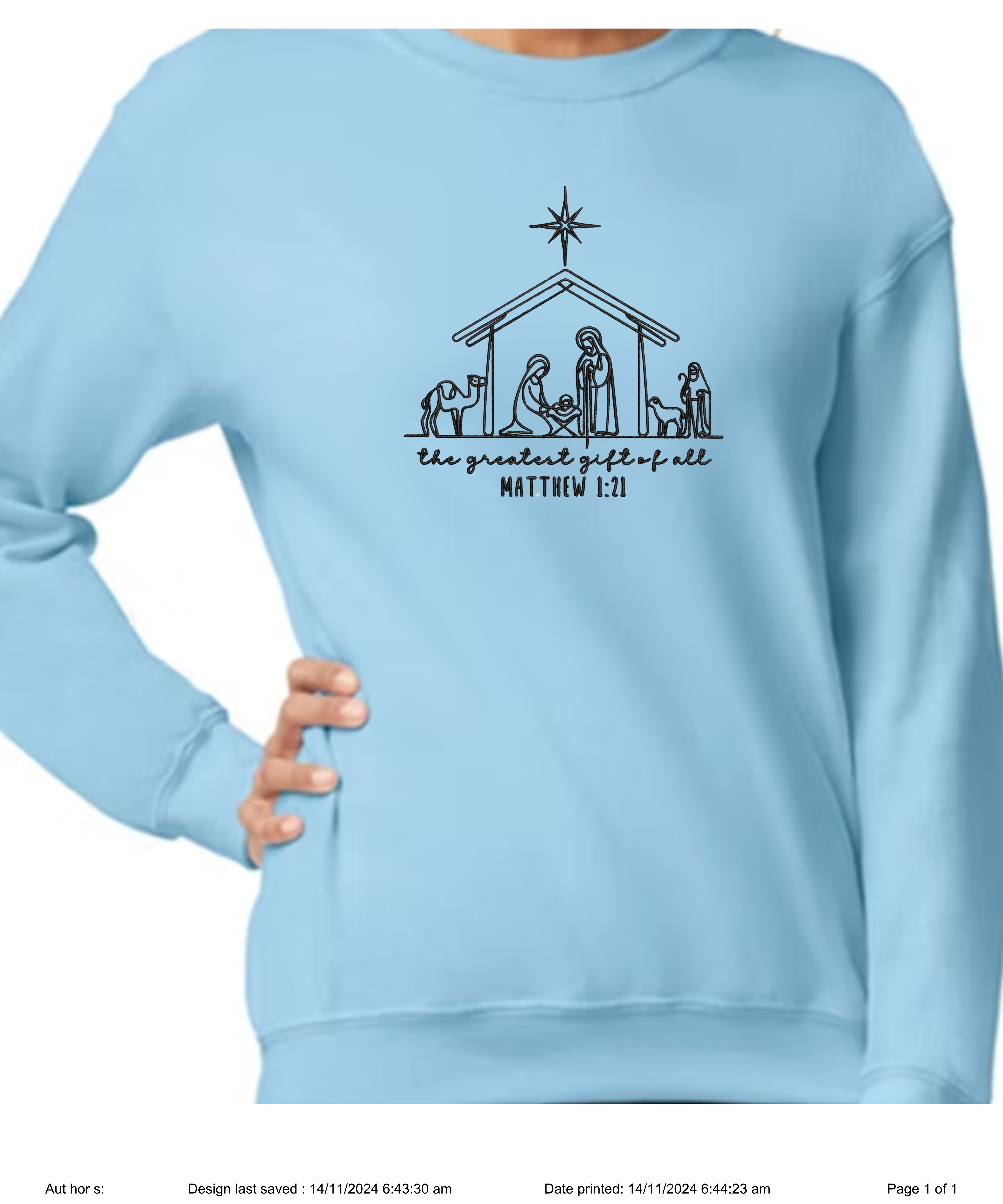 The Greatest Gift - Nativity (Embroidered)