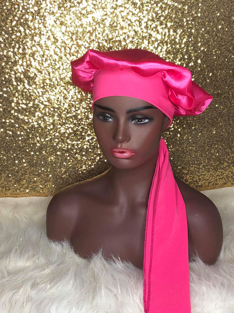 Thumbnail: non-slip silk Satin Bonnet/headband. 