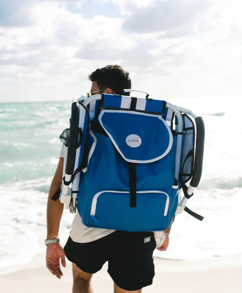 Men with lido beach chair