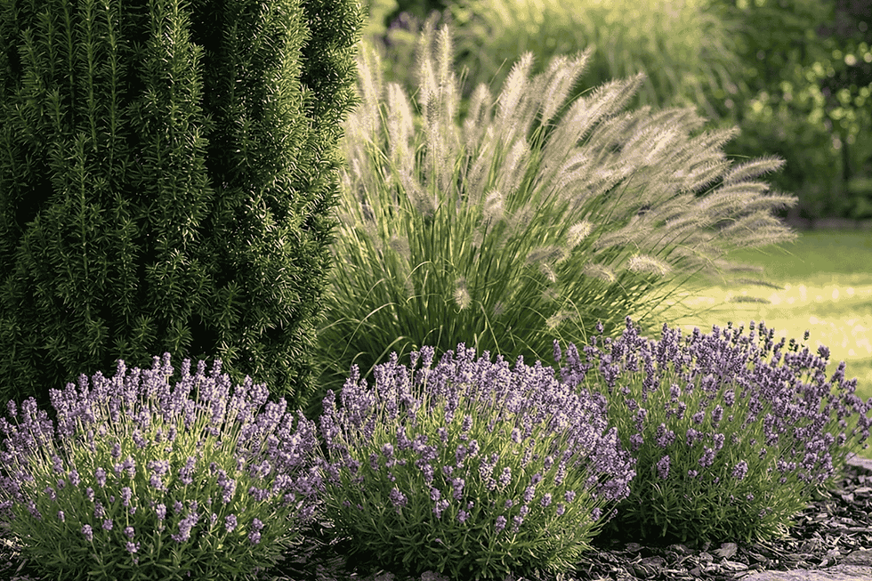 Rabata z cisem, trawami i lawendą