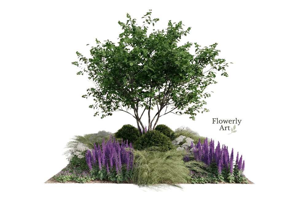 Gotowy projekt rabaty przed domem