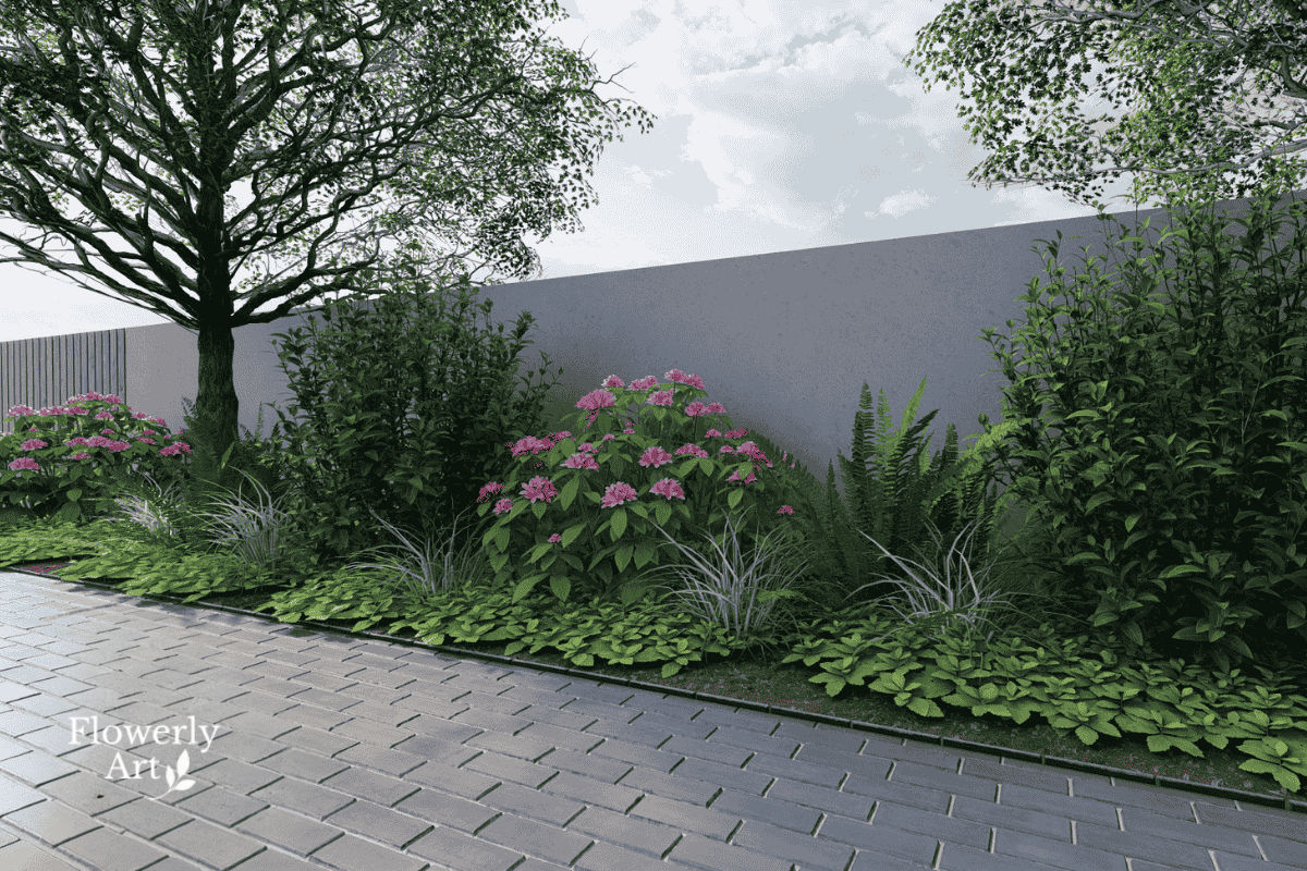 Całoroczna rabata ogrodowa do cienia