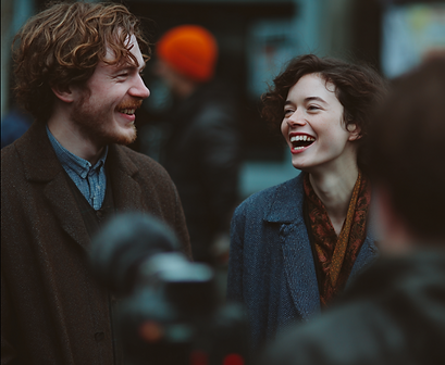 Man and woman laughing together