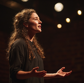 woman doing a monologue on stage