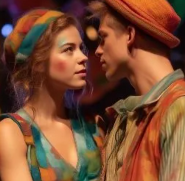 girl and boy in bright colours