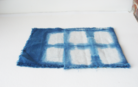 indigo on raw linen scarf - SOLD