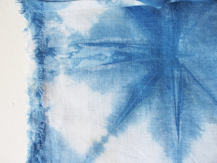 indigo on linen runner