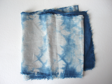 indigo on raw linen scarf - SOLD
