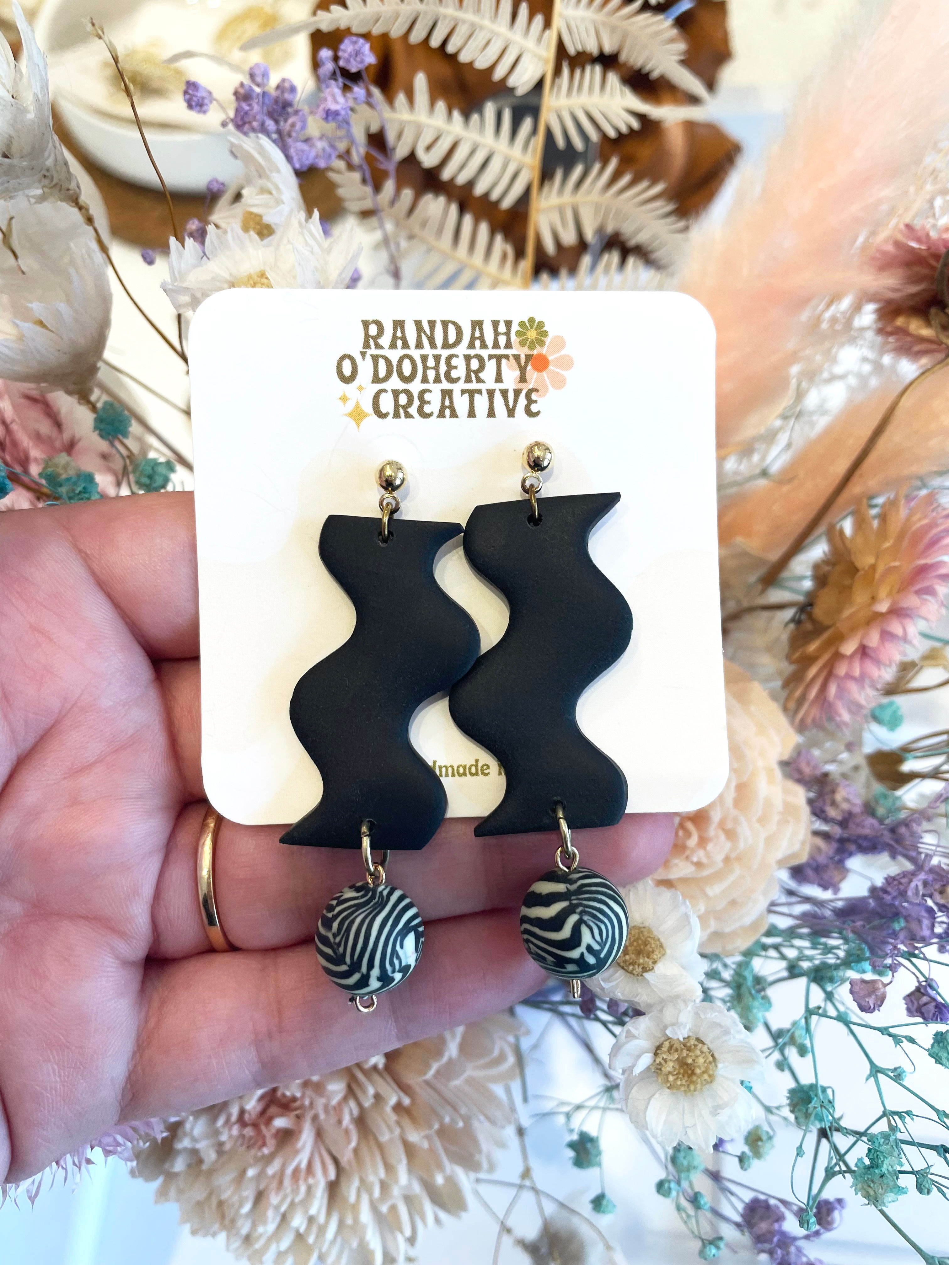 Squiggle Zebra earrings