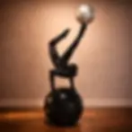 Yoga Man Abstract Black Sculpture - 5 Ft Modern Floor Decor