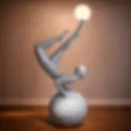Yoga Man Sphere Floor Lamp - Modern 5ft Zen Lighting