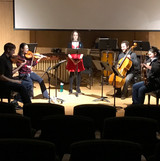 Lisa Neher and Delgani String Quartet rehearse Looking at a Blackbird