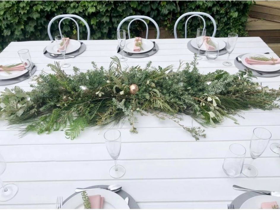 Thumbnail: White timber trestle table