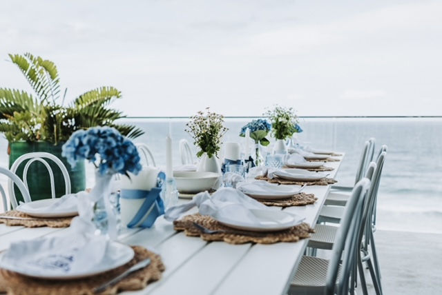 Thumbnail: White timber trestle table