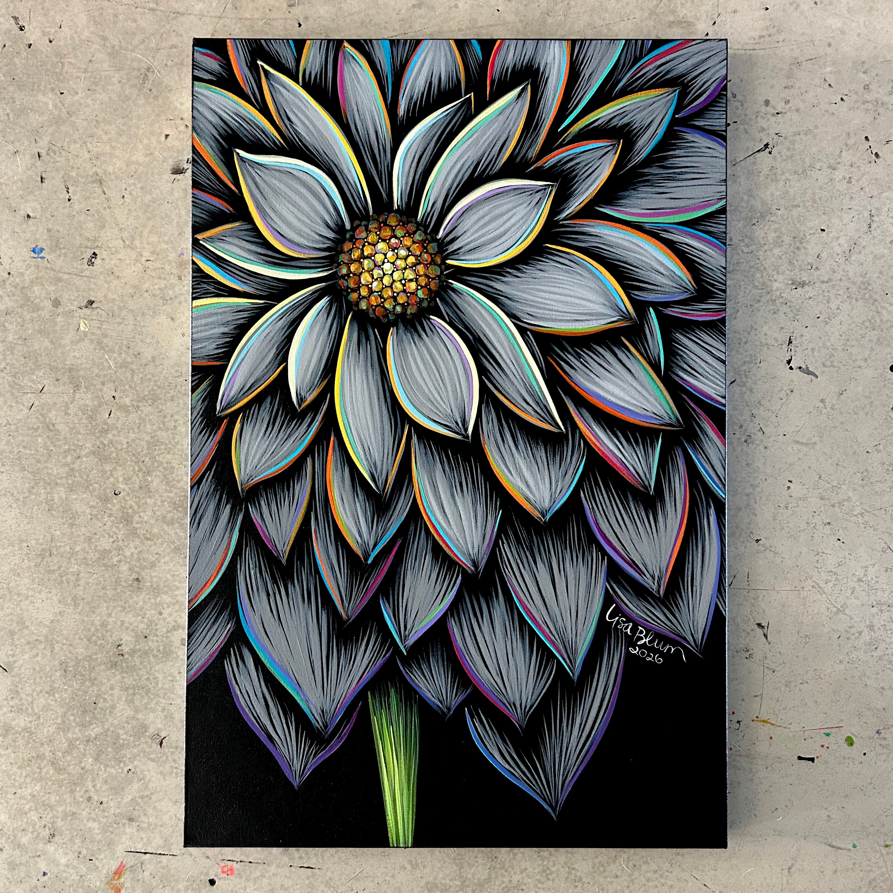 24" x 36" x 1.5” Grey Flower 🩶🩶🩶