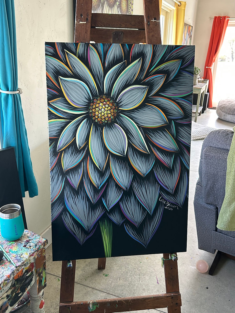 Thumbnail: 24" x 36" x 1.5” Grey Flower 🩶🩶🩶