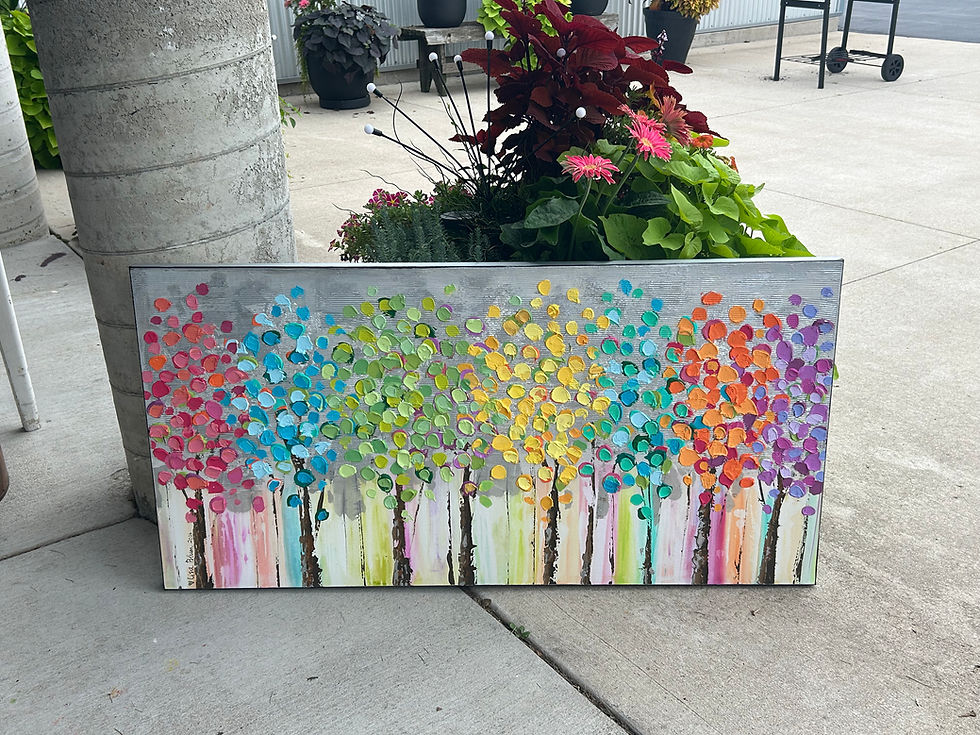 Thumbnail: 24” x 48” x 1.5” Textured Trees with silver highlights 
