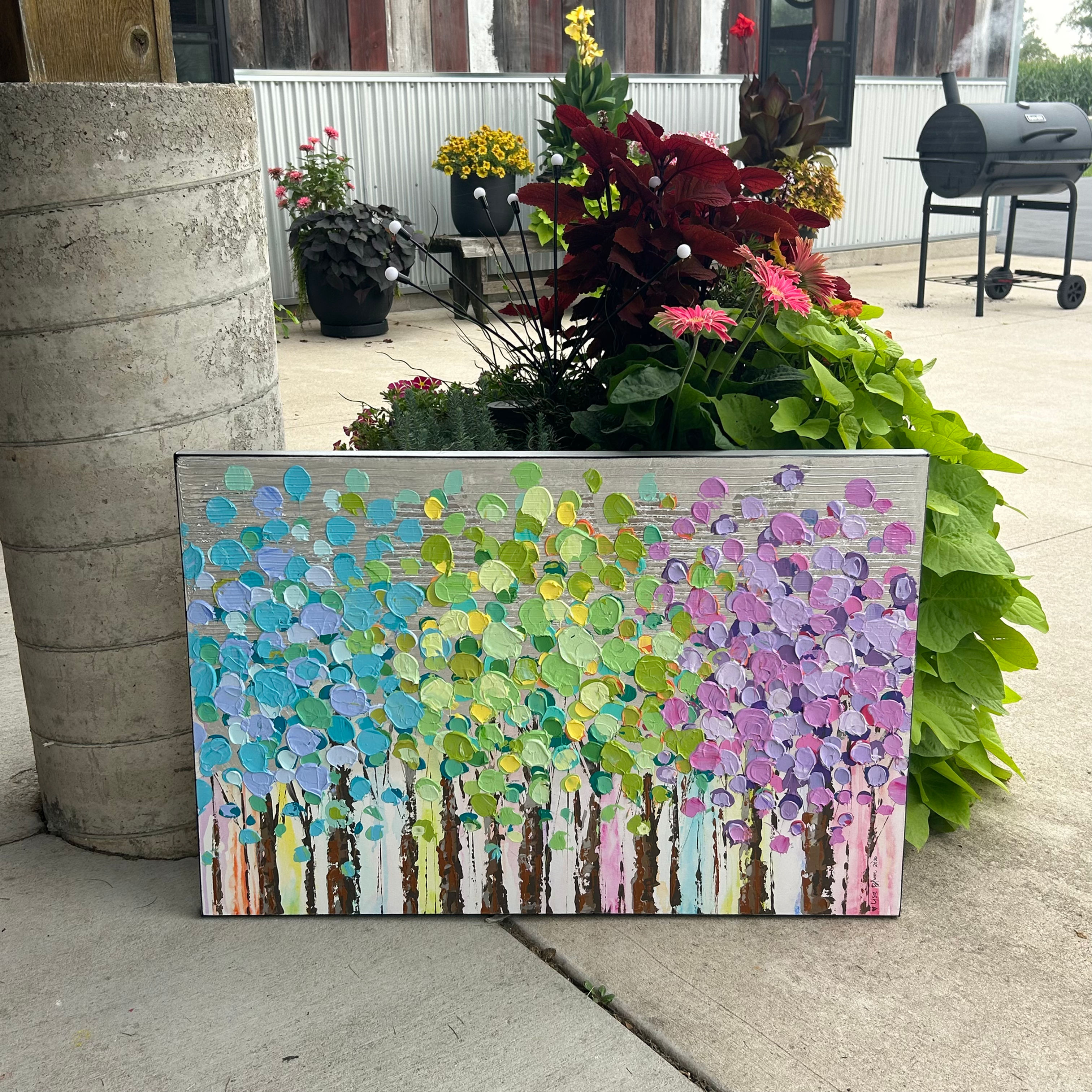 24" x 36" x 1.5” Textured Trees (with silver highlights) 