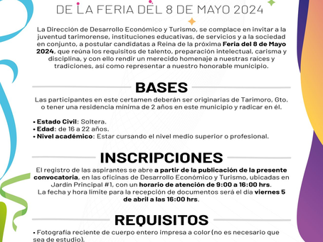Participa en la Elección de la Reina de la Feria del 8 de Mayo 2024