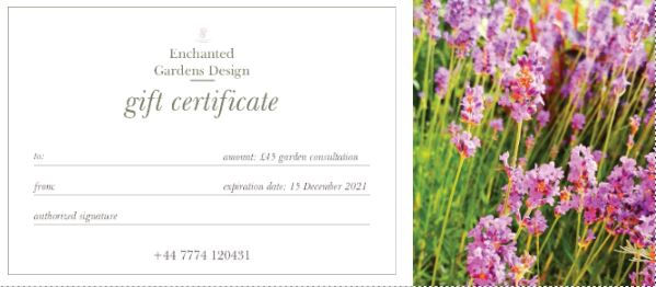 Enchanted Gardens gift certificate/voucher