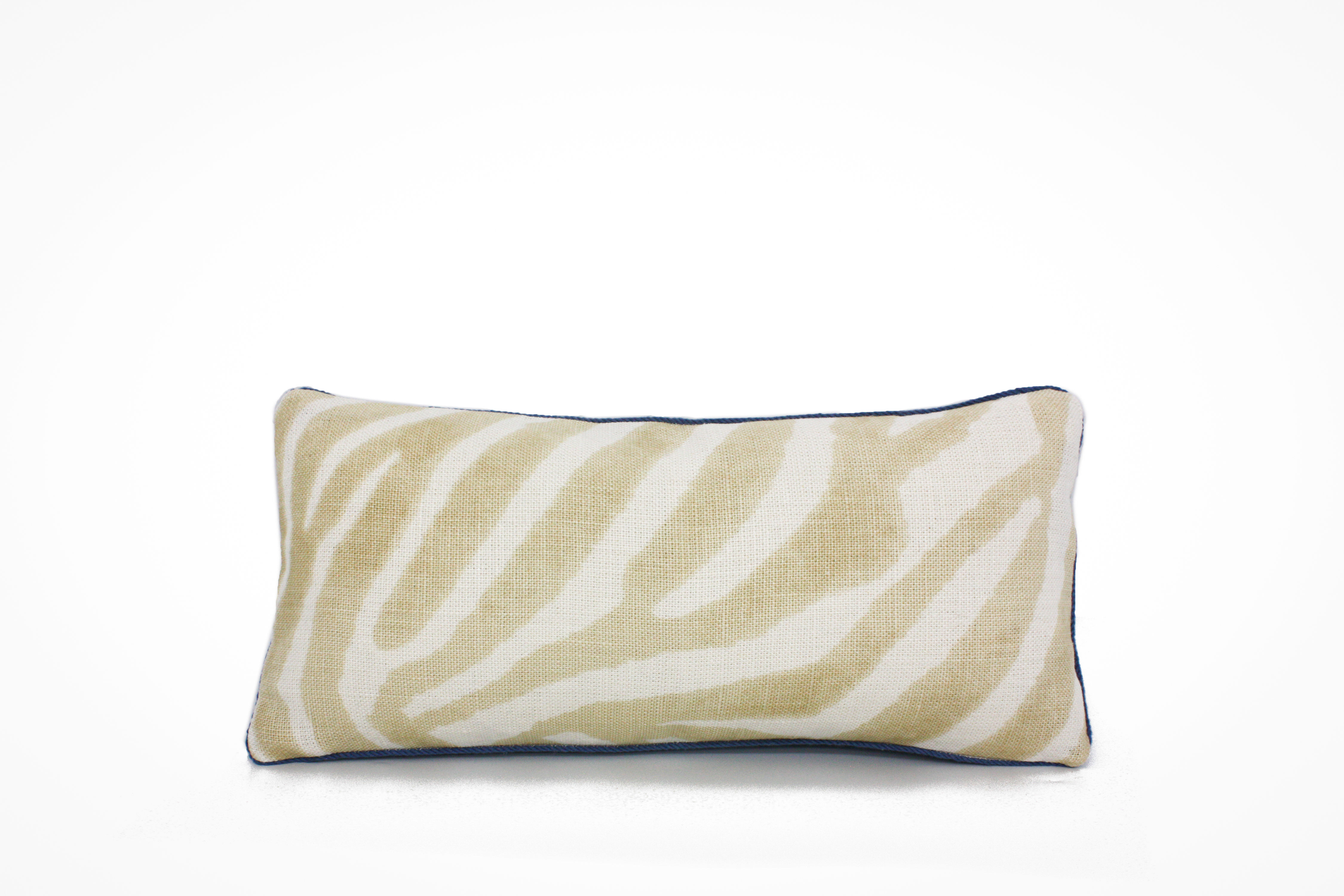 Beige & White Zebra Print Linen Pillow