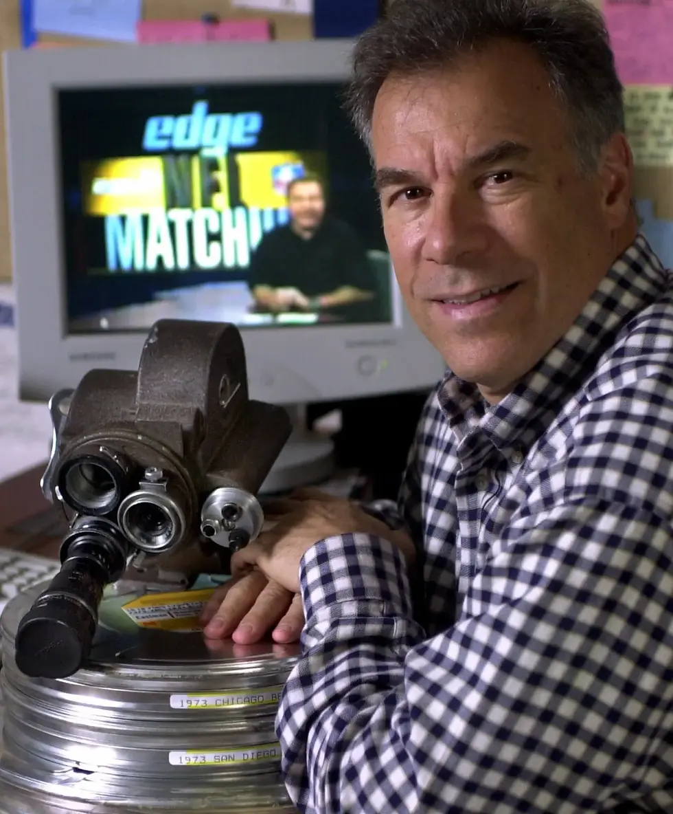 Photo: Steve Sabol behind the scenes. Photo credit: Daniel Hulshizer, Associated Press.