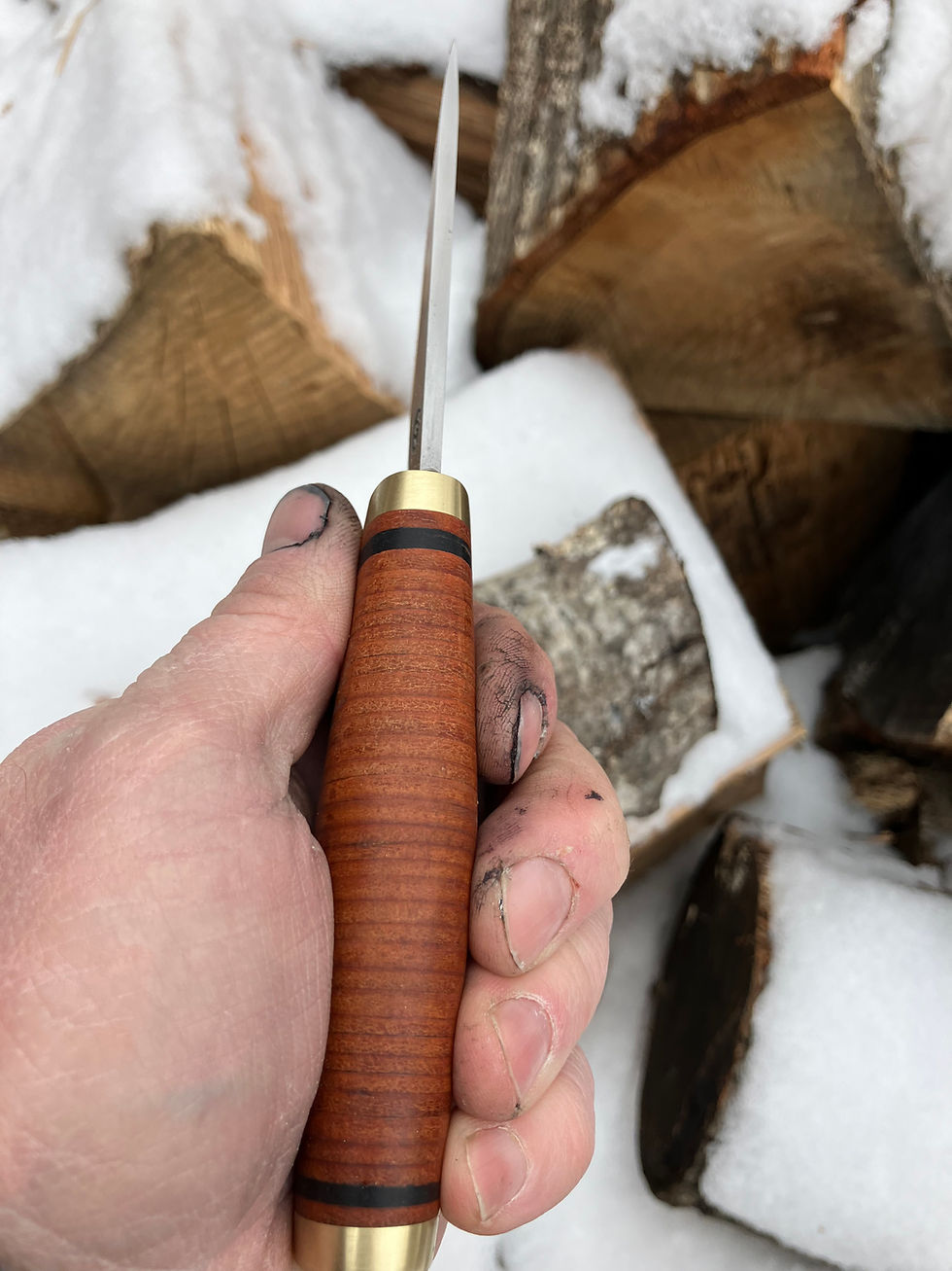 Thumbnail: Stacked Leather Puukko
