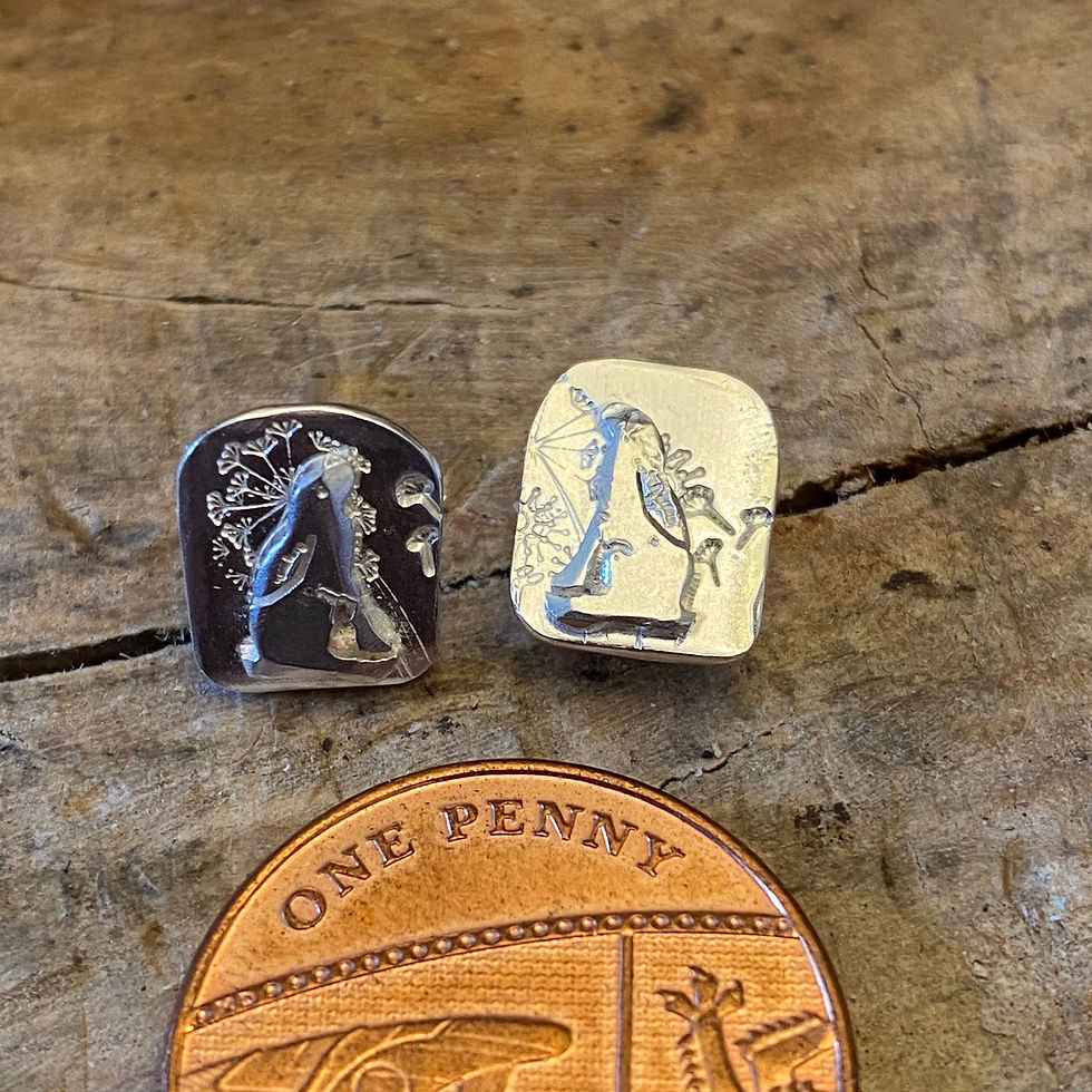 Thumbnail: Meadow Hare Silver Stud Earrings Sitting Hare 2W&F