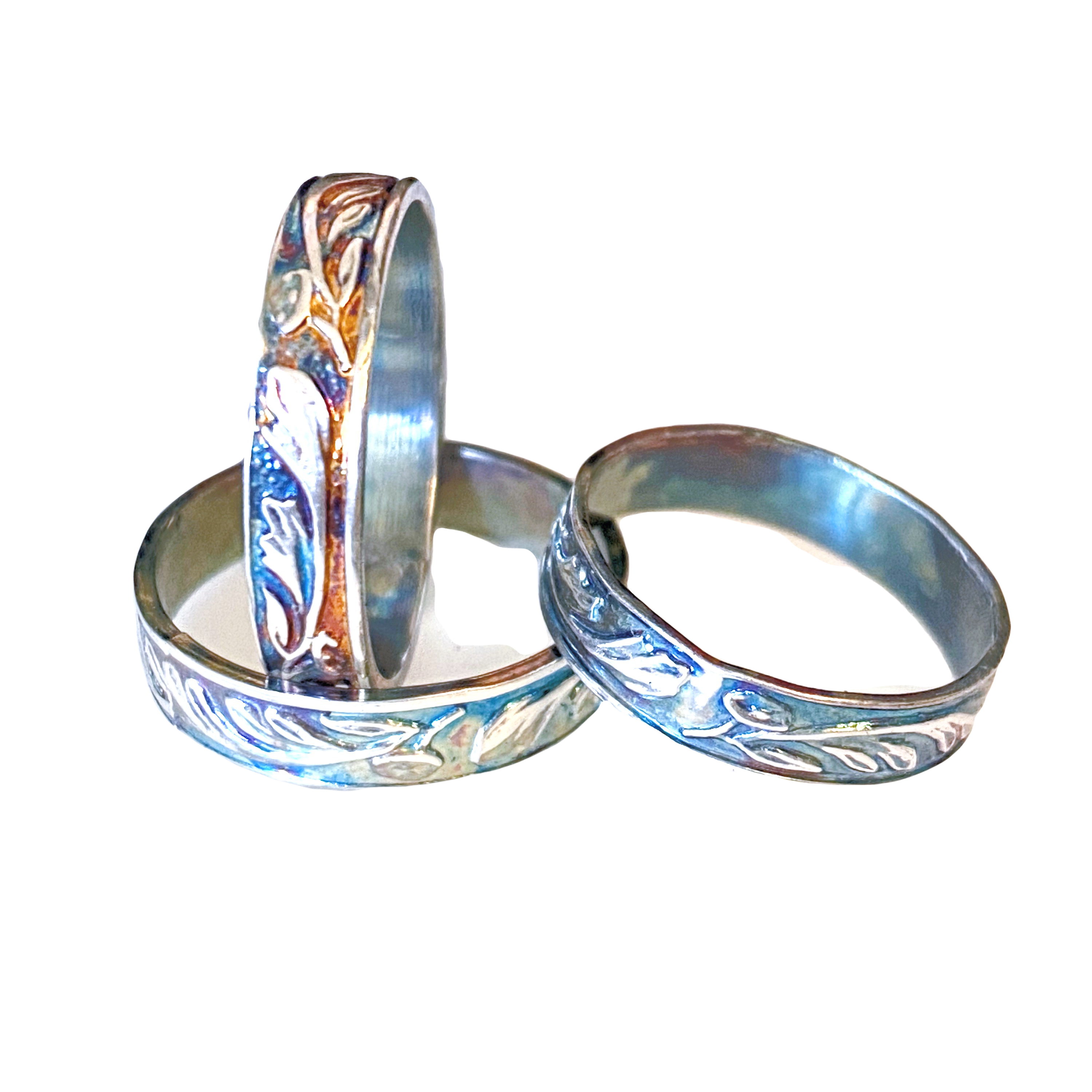 Traditionally Patterned Silver Ring Oxidised