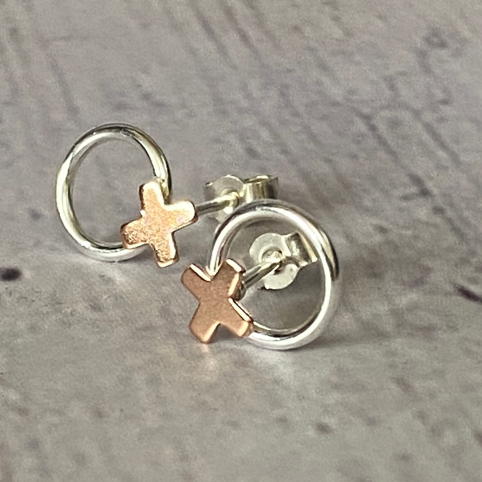 Thumbnail: A Hug and a Kiss Sterling Silver Stud Earrings