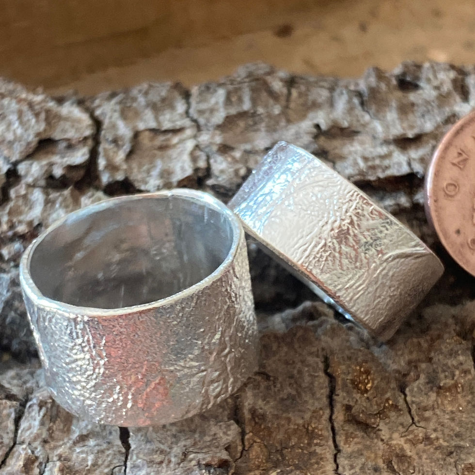 Thumbnail: Reticulated Silver  Ring Size O, Size Q, Size P