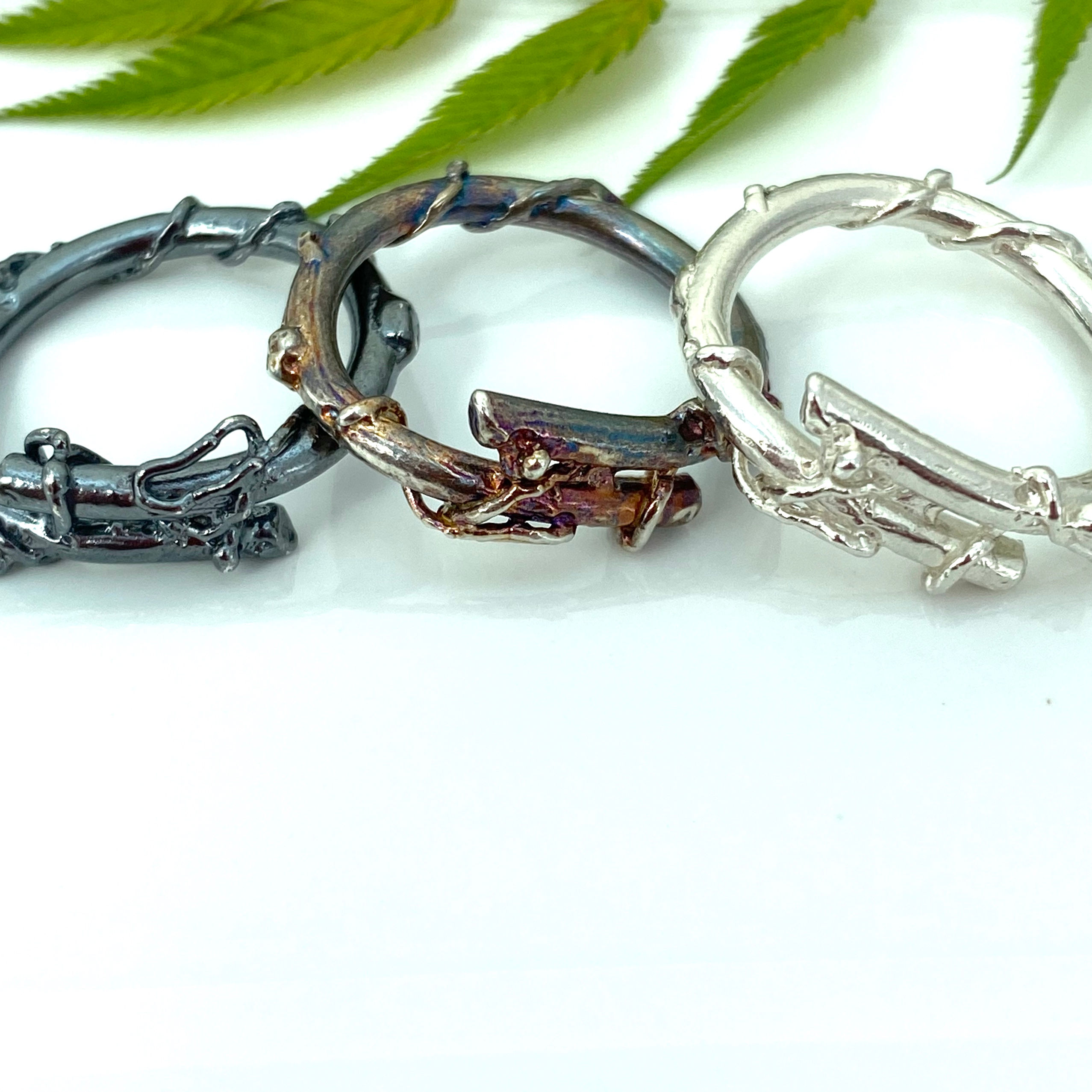 Oxidised Silver Twig Ring Silver