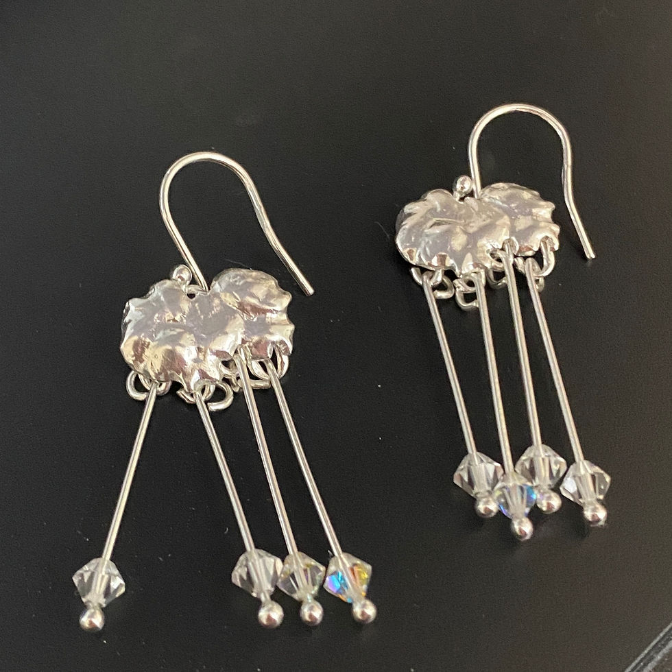 Thumbnail: Cloud Raindrop British Weather Earrings © - Sterling Silver (Eco Silver)