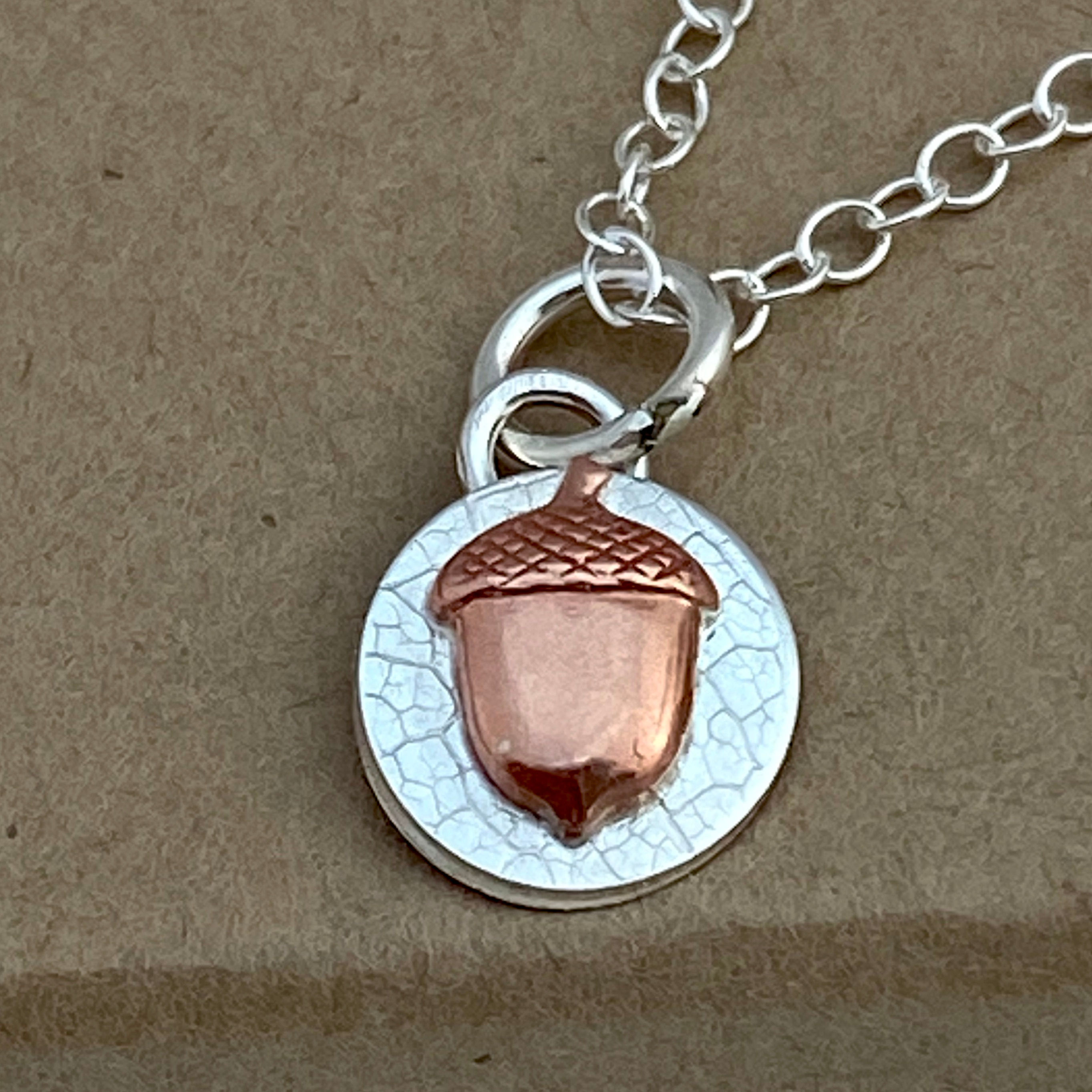 Wolds Way Acorn Copper Silver Necklace