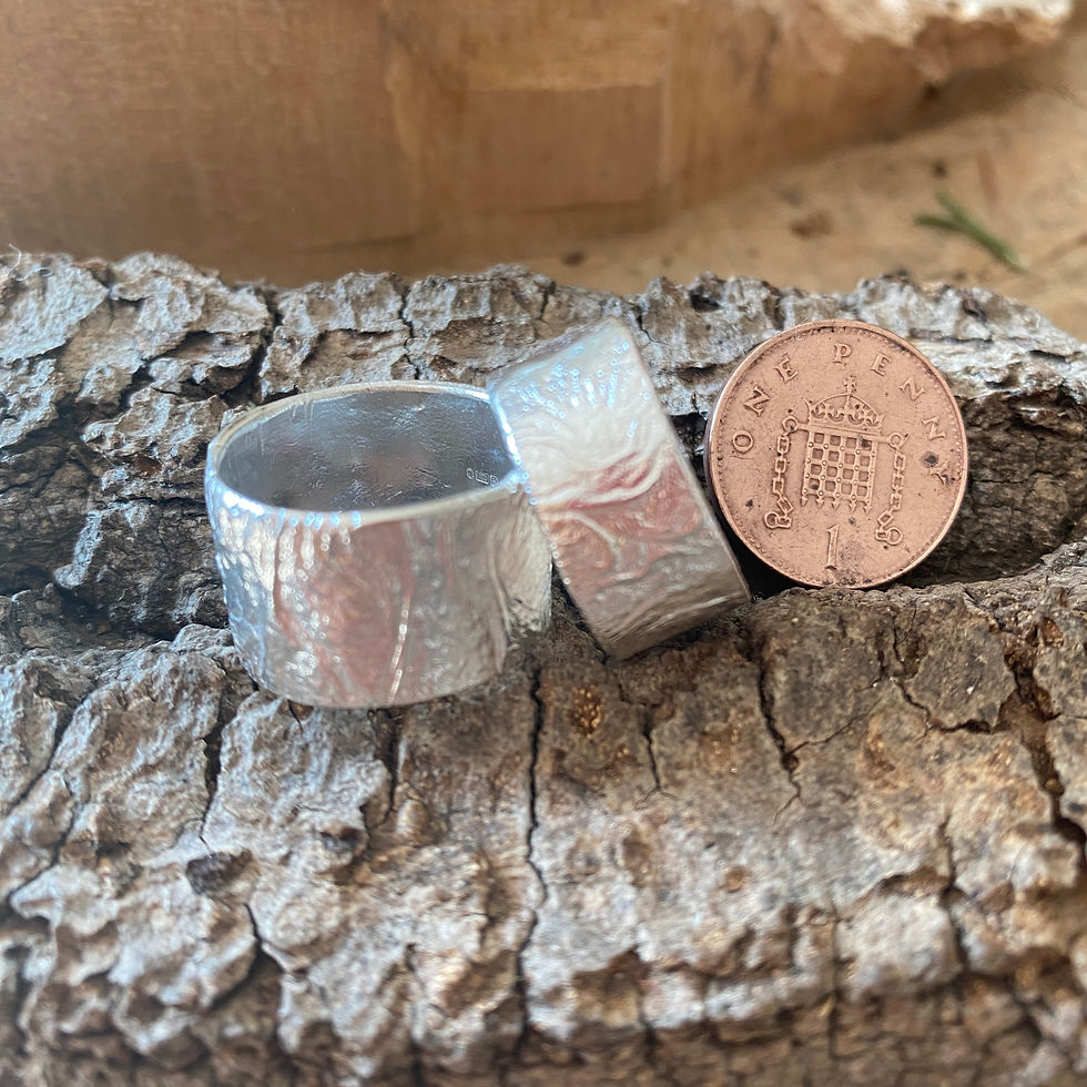 Thumbnail: Reticulated Silver  Ring Size O, Size Q, Size P